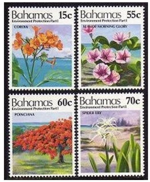 Bahamas 784-787, MNH. Mi 817-820. Wildflowers, 1993.Cordia,Seaside morning glory