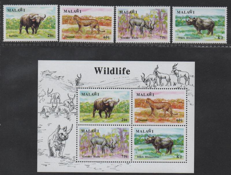 $Malawi Sc#582-585a, M/NH/VF complete set, Animals, Cv. $44