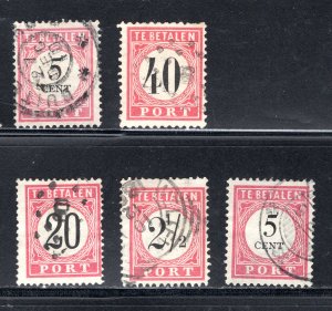 Netherlands Indies #J8, J13, J18-J20   VF, Used, CV $4.80 .....  4220268