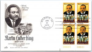 U.S. FIRST DAY COVER HONORING MARTIN LUTHER KING CIVIL RIGHTS LEADER PB 4 1979