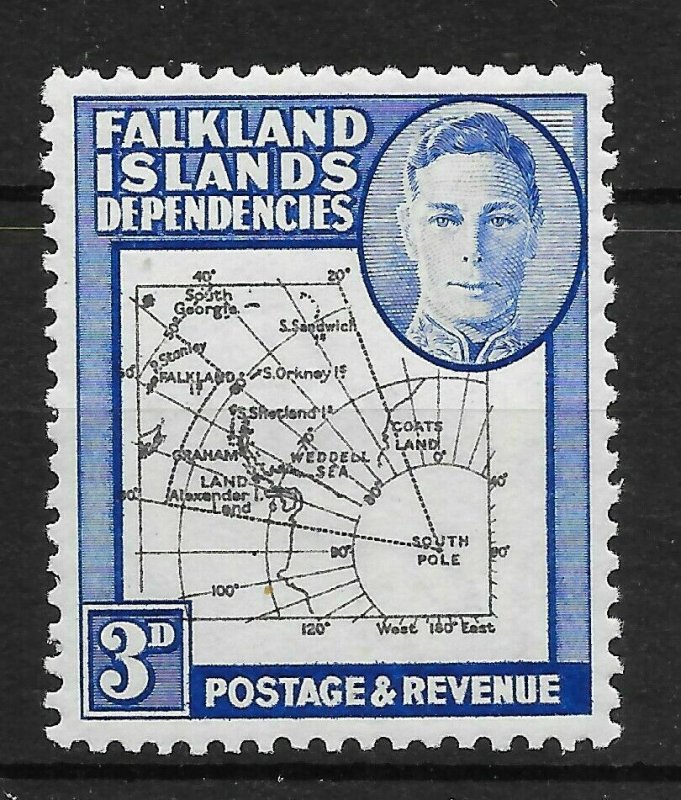 FALKLAND IS.DEP. SGG4aa 1946 3d BLACK & BLUE EXTRA ISLAND VAR MTD MINT