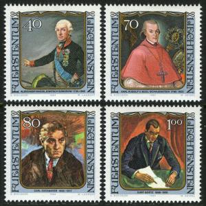 Liechtenstein 775-778, MI 839-842, MNH. Famous Visitors. Paintings, 1984