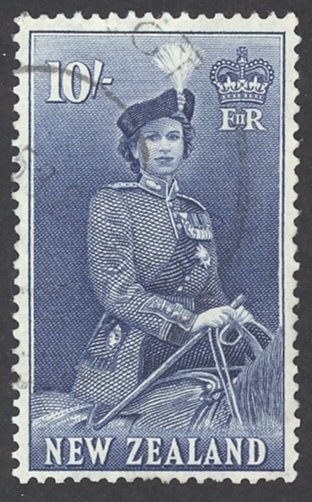 New Zealand Sc# 301 Used 1953-1957 10sh Queen Elizabeth II