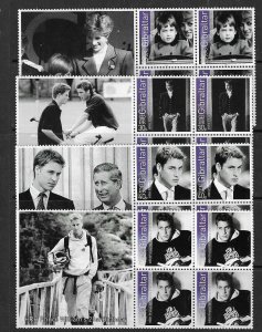 GIBRALTAR SG1036/9 2003 PRINCE WILLIAM BIRTHDAY IN BLOCKS OF 4 MNH