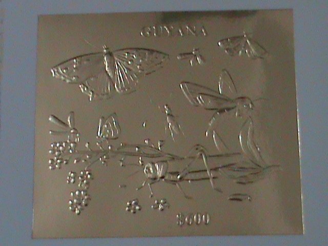 ​GUYANA-RARE LOVELY BEAUTIFUL BUTTERFLIES GOLD & SILVER IMPERF S/S MNH VF