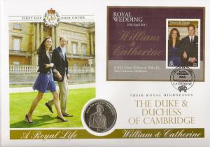 Tristan Da Cunha 2011 The Royal Wedding - $1 Coin Cover