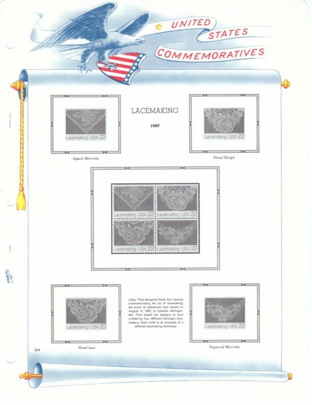 White Ace US COMPLETE 1987 Commemorative Stamp Album Pages 247 to 258