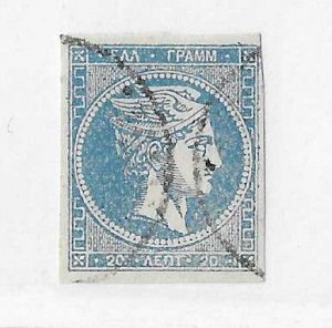 Greece Sc #13a  20l dull blue  used VF