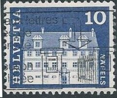 Switzerland 441 (used) 10c Freuler mansion, Näfels, vio blue (1968)