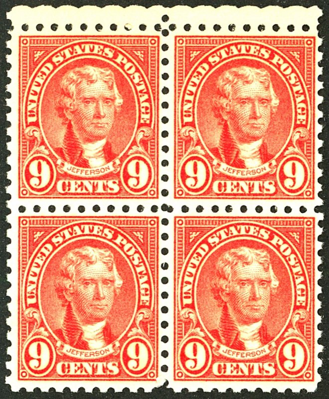 U.S. #590 MINT BLOCK OF 4 OG NH