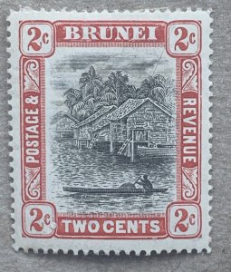 Brunei 1907 2c grey-black and scarlet. Scott 15, CV $3.25. SG 24