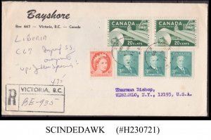 CANADA - 1968 REGISTERED ENVELOPE TO USA WITH 6-STAMPS