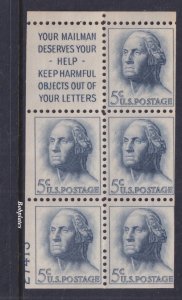 BOBPLATES #1213a Washington Booklet Pane Lower Left  27413 55% MintNH DCV=$50