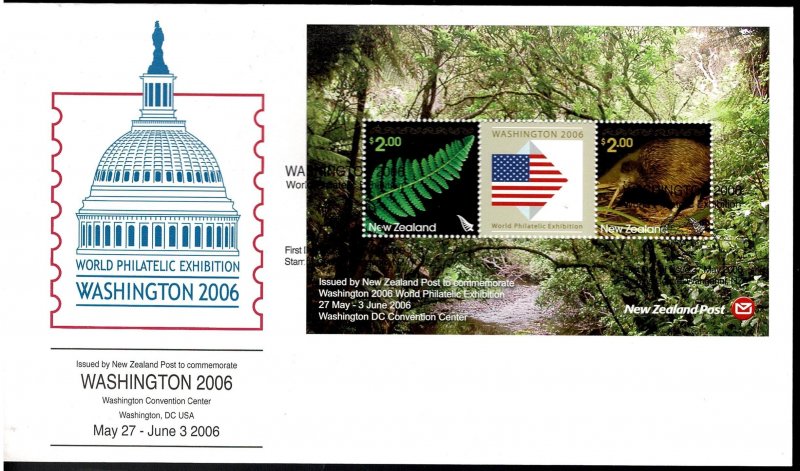 New Zealand 2006 Washington 2006 World Exhibition Minisheet FDC