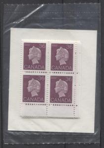 Canada #926A 1987 36c Plum QEII Vertical HP Pale Yellow Tag Sealed Pack VF-80 NH