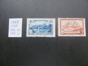 SWITZERLAND 1928-31 USED SC 206,208 SETS XF $37 (185)