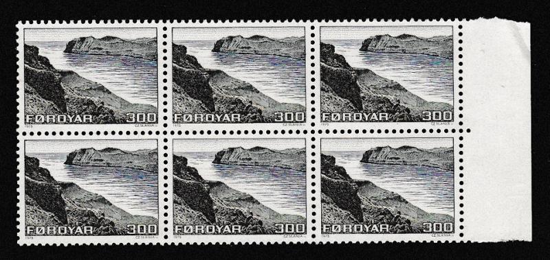 Faroe Is. Landscapes 300 ore Block of 6 with margin SG#16 MI#17 SC#17