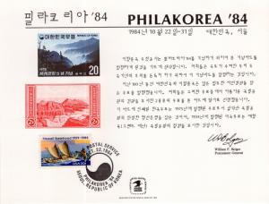 US SC99 Philakorea Souvenir Card With Cancel