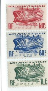 St Pierre & Miquelon #328-330 Fish  (MNH) CV$3.75