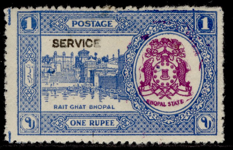 INDIAN STATES - Bhopal GVI SG O341, 1r blue & reddish purple, M MINT. Cat £30.