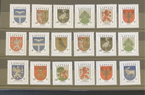 Latvia various definitives. Coats of arms