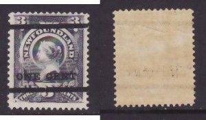 Newfoundland-Sc#75-unused og NH 1c on 3c grey lilac QV-1897-s/h fee reflects cos
