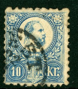 Hungary 1871 First Issues 10 Kr Pale Blue Engraved  Scott #9 VFU G169 ⭐⭐⭐⭐⭐⭐