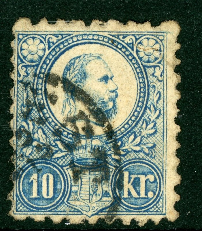 Hungary 1871 First Issues 10 Kr Pale Blue Engraved  Scott #9 VFU G169 ⭐⭐⭐⭐⭐⭐