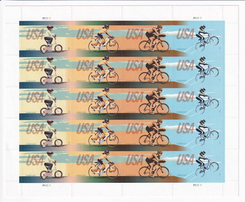 U.S.: Sc #4687-90, Bicycling Forever Stamps, Sheet of 20, MNH