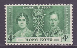 Hong Kong Scott 151 - SG137, 1937 Coronation 4c MH*