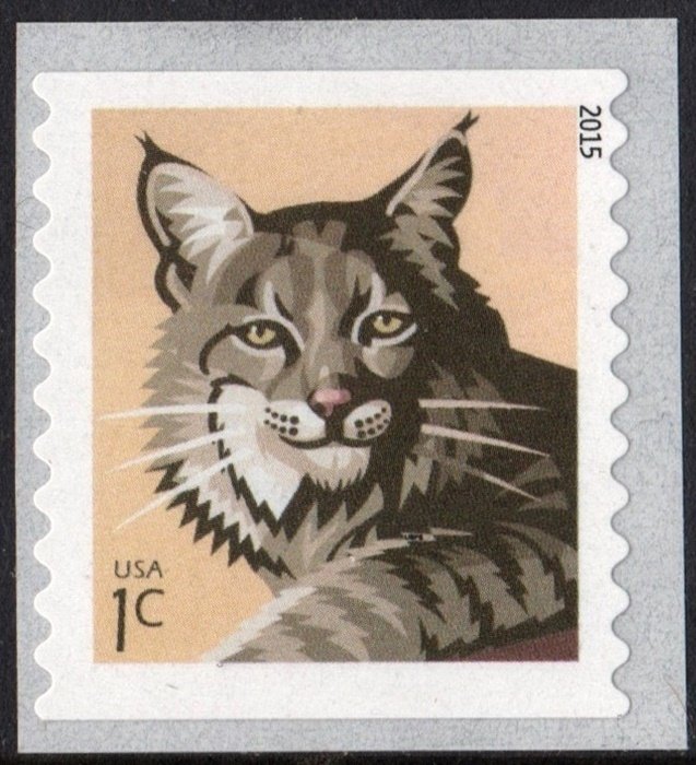 SC#4672a 1¢ Bobcat Coil Single (2015) SA