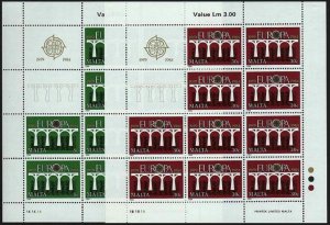 Malta 641-642 sheets,MNH.Michel 704-705 klb. EUROPE CEPT-1984,Bridge.