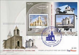 Armenia 2022 FDC Mi 1288-89 Cultural Crime Shushi Baptist Church attack Artsak