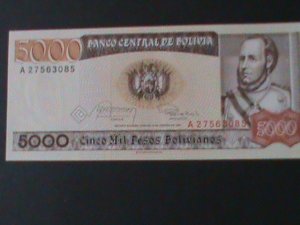 ​BOLIVIA-1984-CENTRAL BANK $5000 BOLIVIANOS.UNCIRULATED NOTE-VF LAST ONE