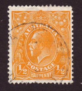 Australia 1928 Sc#66, SG#94 1/2d Orange KGV Head SmWmk USED.