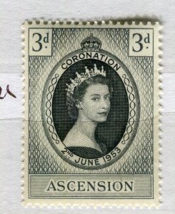 ASCENSION; 1953 early QEII Coronation Portrait issue fine Mint hinged 3d. value