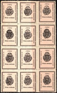 1904 El Salvador Revenue 5 Centavos Entry of Foreign Goods Import Tax Block/12