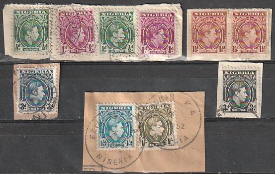 #53,55,58,61-2,65,67 Nigeria Used on paper George VI