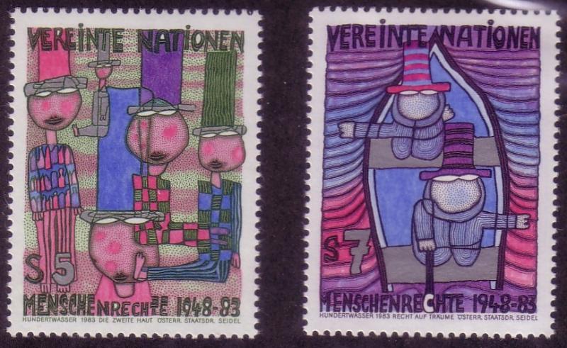 UN Vienna Sc# 37 / 38 Human Rights 1983 MNH b