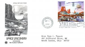 US FIRST DAY COVER SPACE DISCOVERY PAIR ON PCS CACHET KENNEDY SPACE CENTER 1998