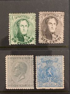 Four Classic 1860's Stamps from Belgium Sc# 13b//25, MNG SCV $312