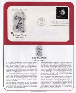 2013 Johnny Cash, Man in Black music icon Sc 4789 FDC, PCS cachet full info page