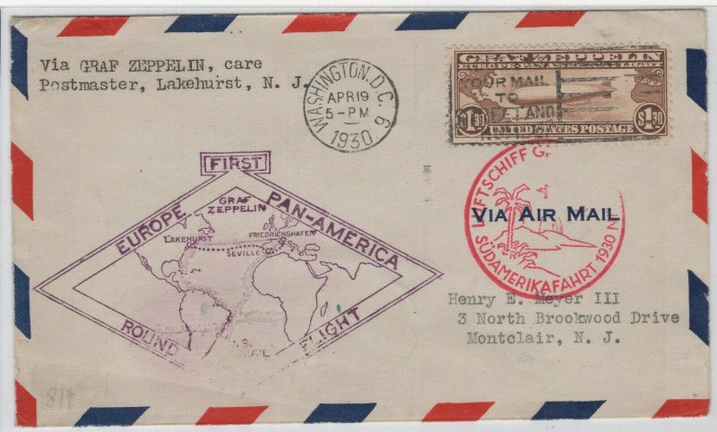 #C14 Airmail, 1930, $1.30 Graf Zeppelin, First Day Cover - SEE DETAILS (GD 6/26) 