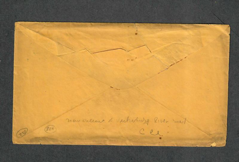 US Sc#26 N.O.+Vicksburg Feb 21 River Mail Scarce Cover To Rodney Miss