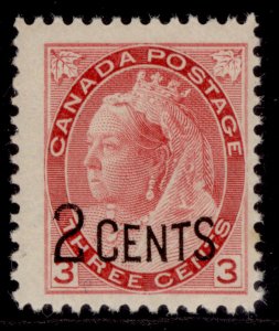 CANADA QV SG172, 2c on 3c rose-carmine, LH MINT. Cat £20.