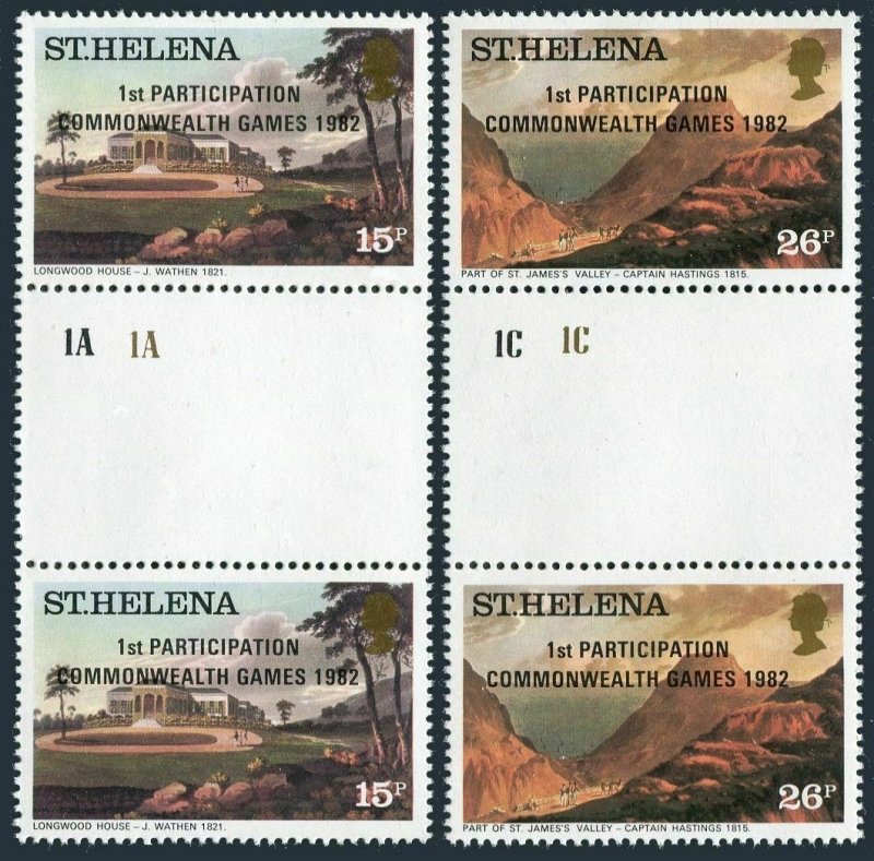 St Helena 376-377 gutter,MNH.Mi 365-366. Participation Commonwealth Games,1982.