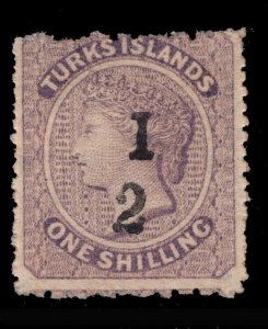 MOMEN: TURKS ISLANDS SG #12a 1881 MINT OG H WITHOUT BAR £600 LOT #68718*