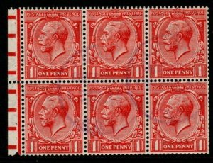 GB SGNB13za 1924 1d SCARLET BOOKLET PANE CANCELLED LONDON CHIEF OFFICE UNUSED