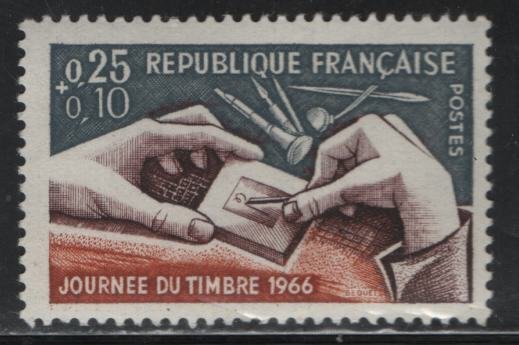 FRANCE, B400, MNH, 1966, Engraver cutting die and tools