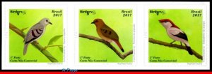 3353 BRAZIL 2017 BRAZILIAN BIRDS, ENDANGERED, BIRDPEX 8, RHM C-3694-96, SET MNH